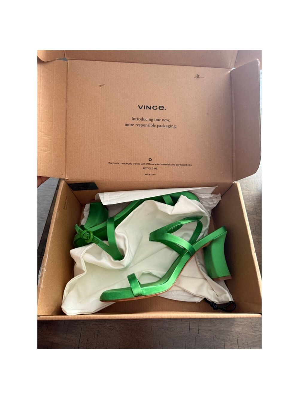 Women's Vince Green Luella-2 Satin Block Heel Sandals Size 9 - Picture 4 of 10